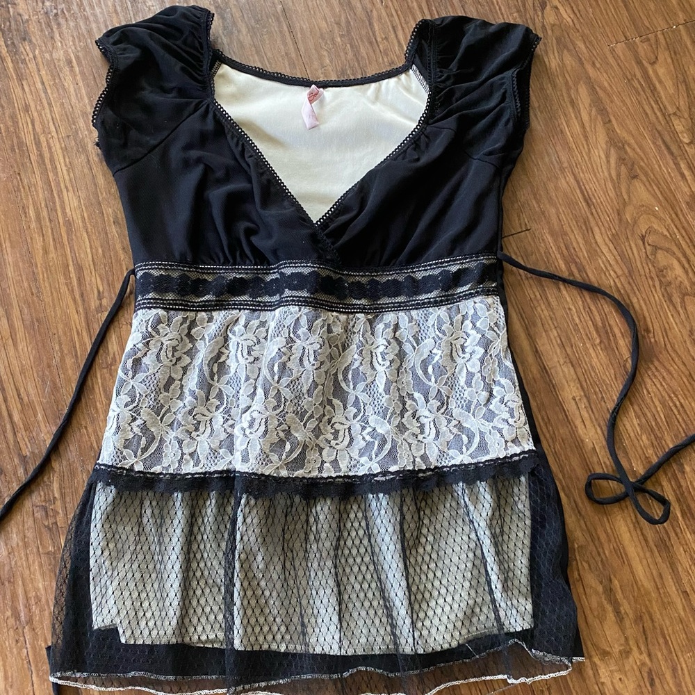 Deep v babydoll top